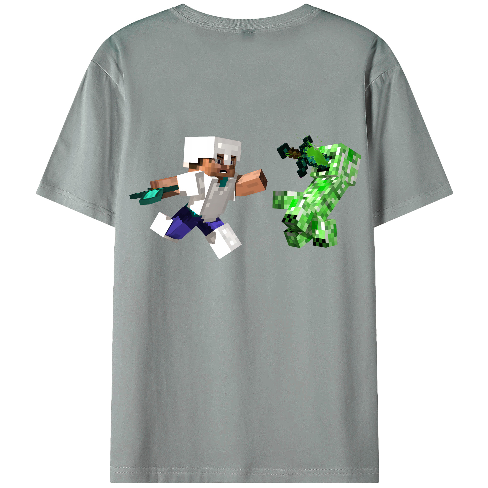 （画像用） マインクラフト ブロックの世界 Minecraft MC Block world 綿100％ メンズ半袖Tシャツ（バックプリント） 通気性